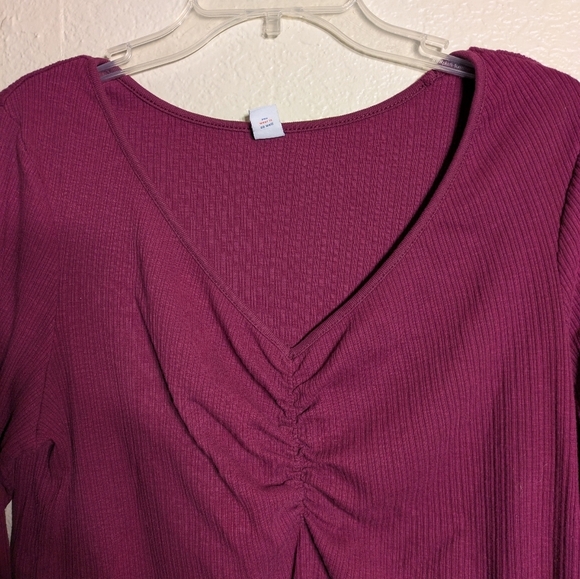 Old Navy Purple Ruched Long Sleeve Blouse Dize 2x Pre-owned - Picture 3 of 5